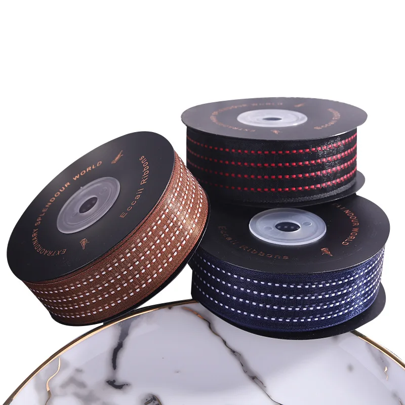 

20yards 25mm Stitch Ribbons Organza Dotted Line Ribbon For Hair Bows DIY Crafts Handmade Accessories Gifts Wrapping Supplies