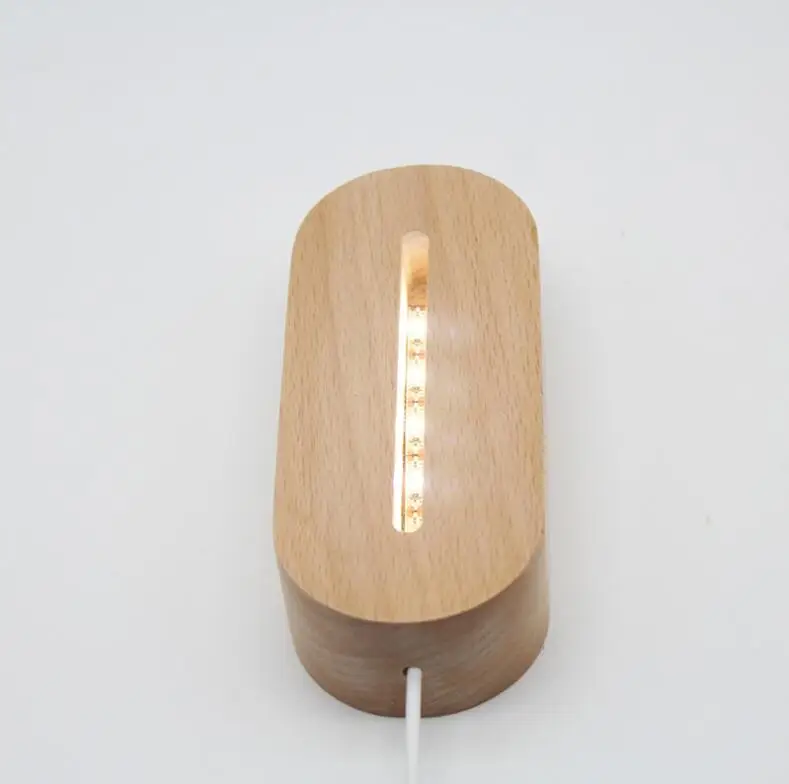USB Wood Table Light with Blank Acrylic Panels Wooden Lamp DIY Night Lights Oval/round Base | Освещение