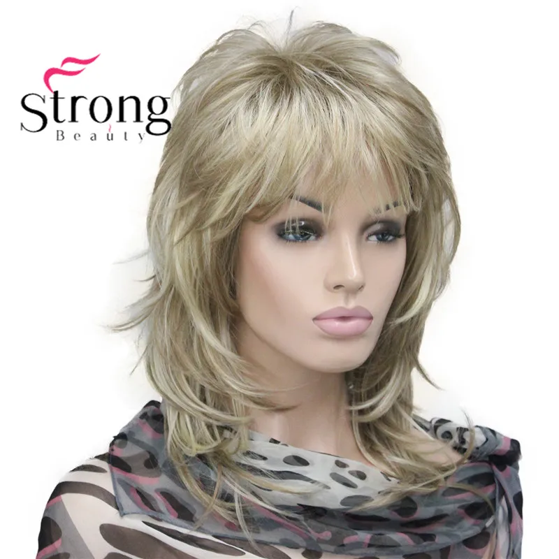 StrongBeauty блонд выделенный Длинный мягкий многослойный синтетический парик для