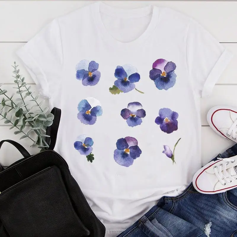 

Women Clothes Cartoon Butterfly Vintage Casual Ladies Summer Print Fashion Tshirt Female Short Sleeve Tee Top Graphic T-shirt