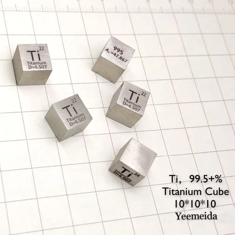 1PCS Titanium (Ti ) 10 мм Плотность куб V Nb Ta Cr Mo W Ti Zr Hf Fe Co Ni Cu 99.95% чистый элемент коллекция образцов - Цвет: 1PCS Titanium (Ti )