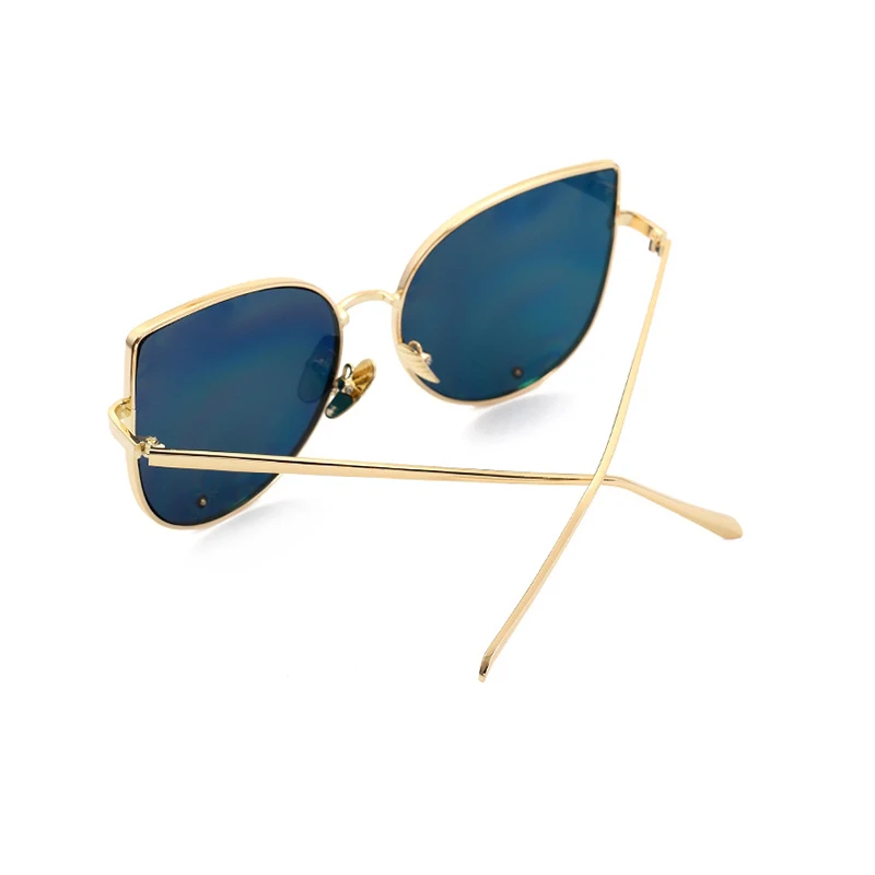 Розовый кошачий глаз очки Солнцезащитные женские модные Зеркальные Роскошные