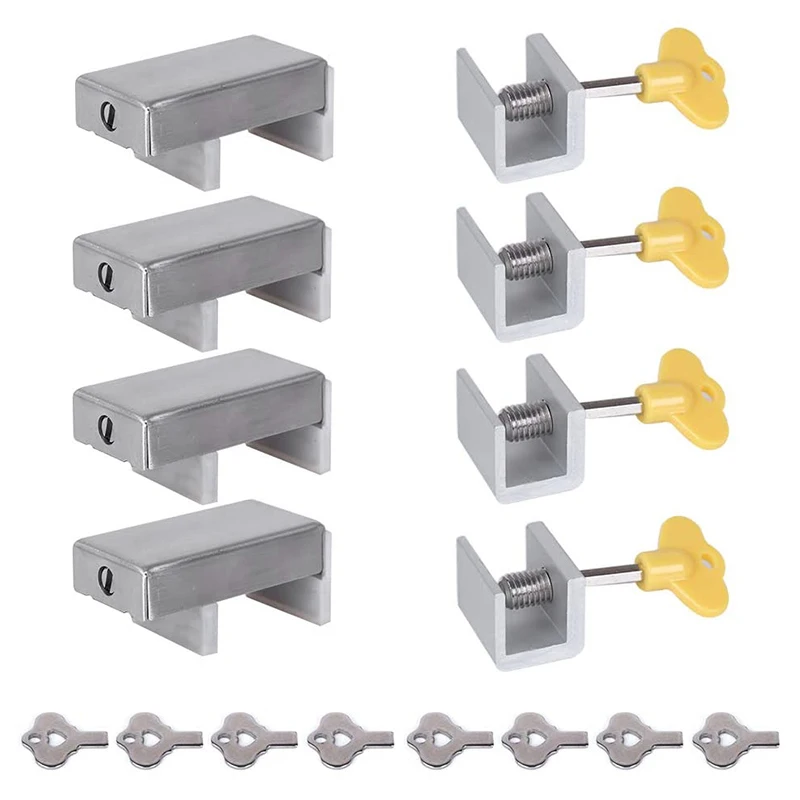 Раздвижные оконные замки 8 упаковок регулируемые алюминиевые дверные с кнопками