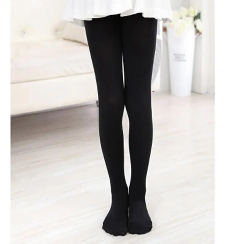 Black Tights Колготки для девочек от 1 до 8 лет весенне-осенние детские колготки для балета, колготки для танцев бархатные однотонные белые колготки - Цвет: Black Tights