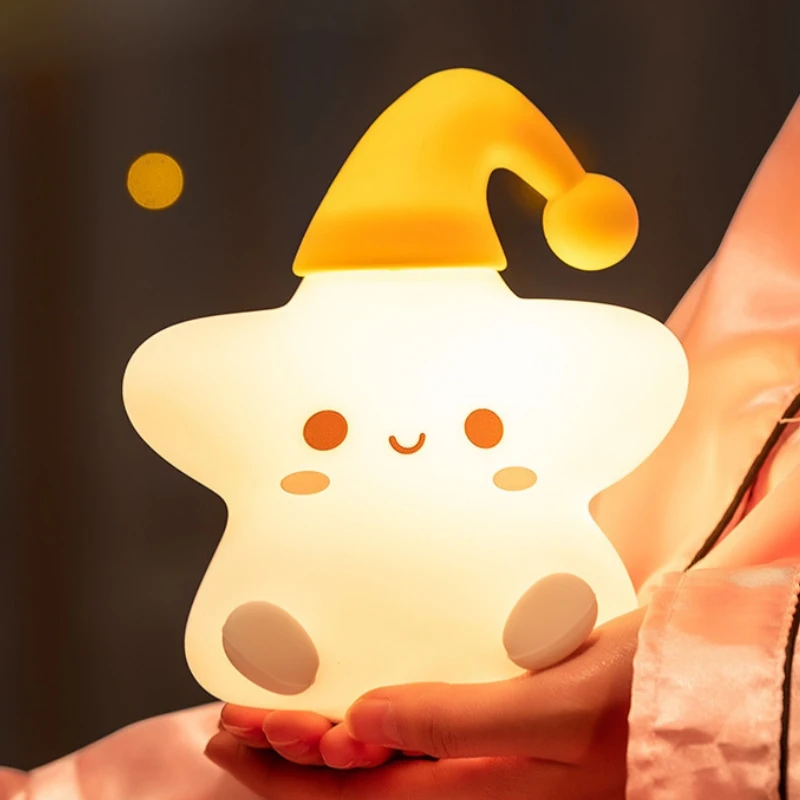 

Star LED Night Light USB Bedside Pat Lamp Kids New Year Gift Dorm Desk Bedroom Living Room Home Party Holiday Decor Rechargeable