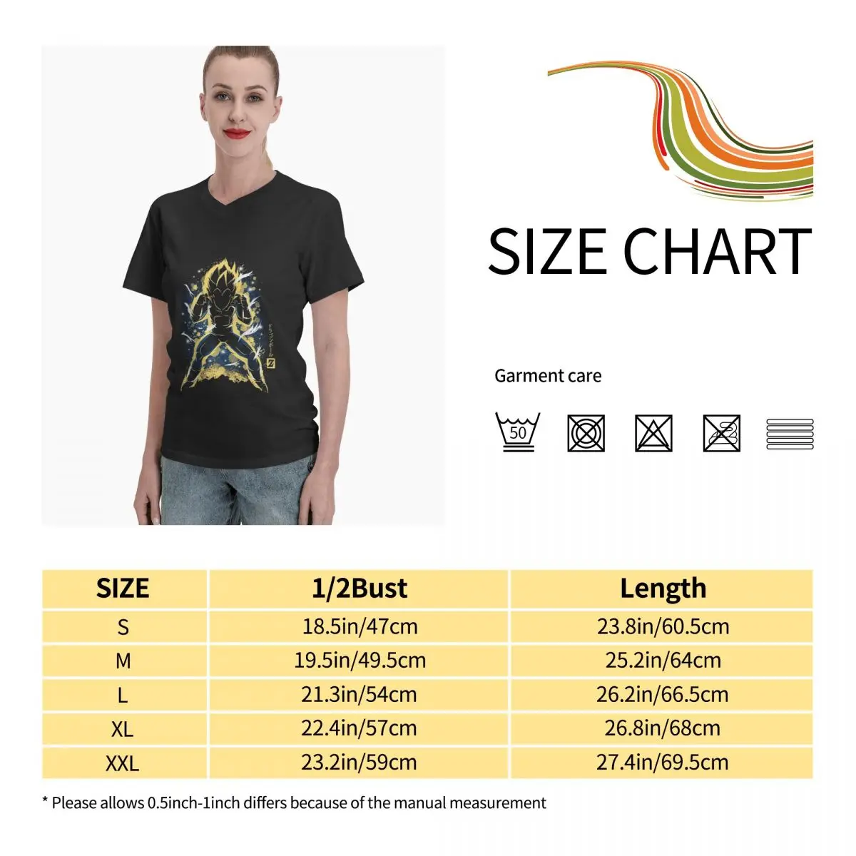 

Anime Fans Goku 12 women's T-shirt Not easy to shrink V-neck T-shirt with short sleeves
