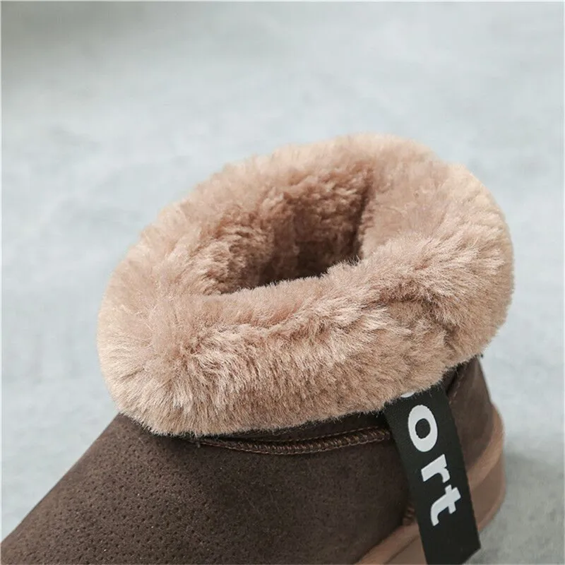 Женские ботильоны из флока WWKK теплые зимние ботинки с плюшевой стелькой на меху