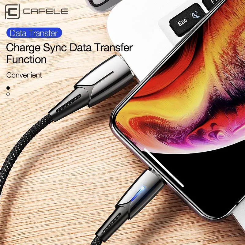 USB-кабель Cafele 2A для быстрой зарядки iPhone Xr X XS Max со светодиодной подсветкой Apple XSMAX IOS