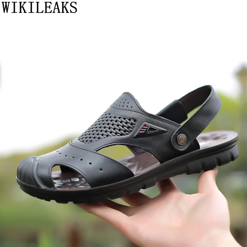 

Beach Sandals Mens Sandals Summer Sandals Men Genuine Leather Beach Shoes Men Black Sandals Man Leather Casual Shoes Man Zapatos