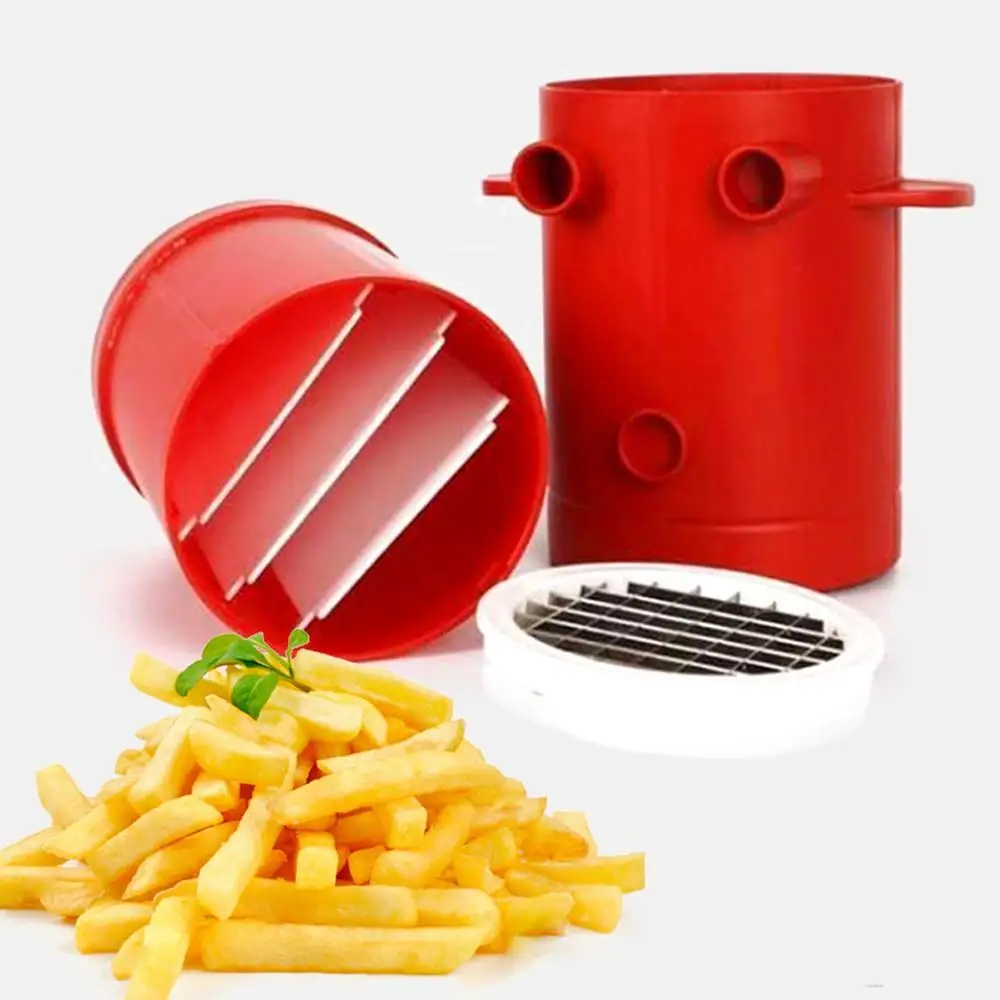 

2-in-1 No Deep-Fry Copper Fries Potatoes Make Slicers French Fries Maker For Jiffy Fries Cutter Machine & Microwave Container