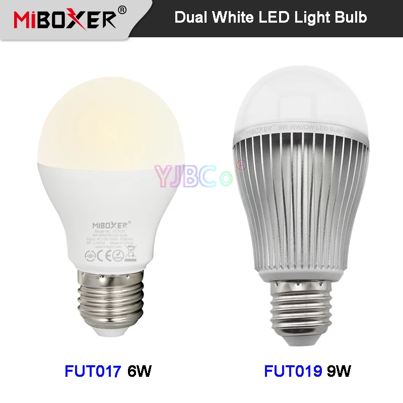 Miboxer E27 Dual White CCT LED Light Bulb 6W FUT017 9W FUT019 Smart indoor lamp 2.4G RF Remote /APP/ Voice control AC110 220V