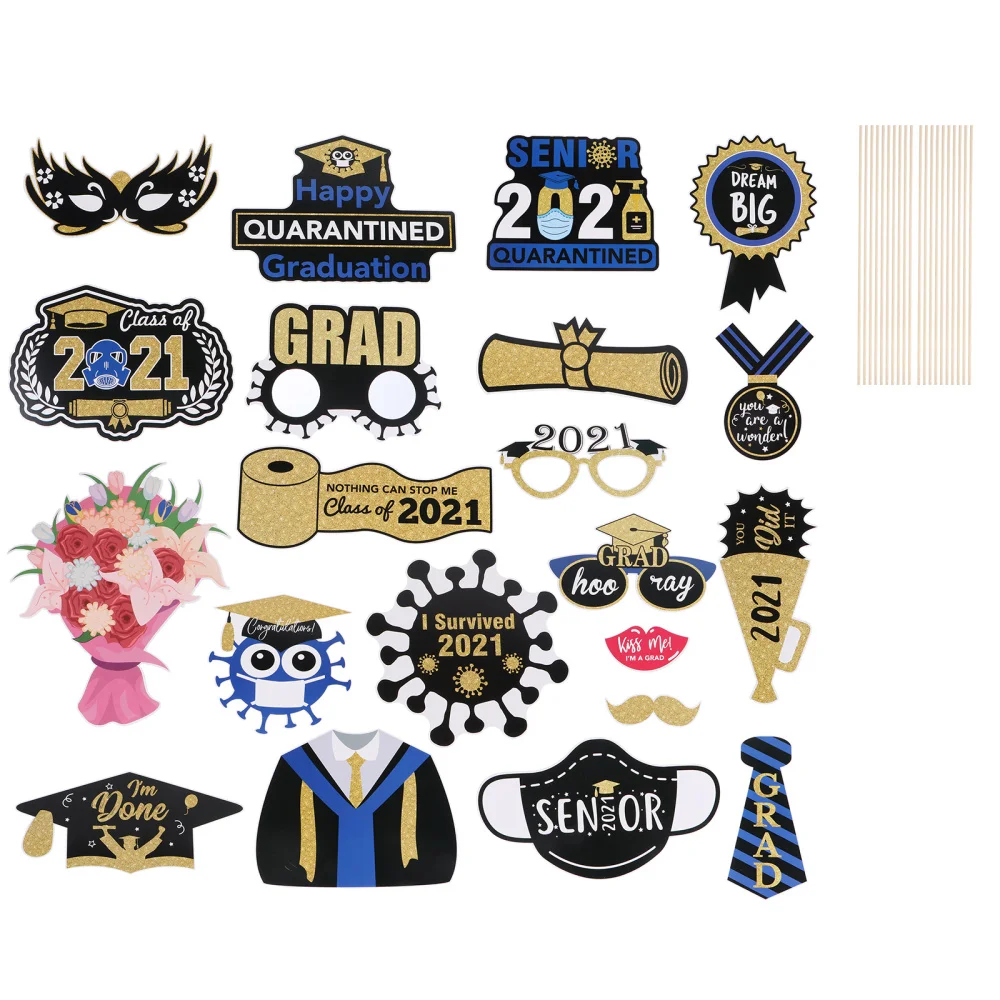 

1 Set Pcs Creative Photo Props 2021 Graduation Party Supplies (Assorted Color)