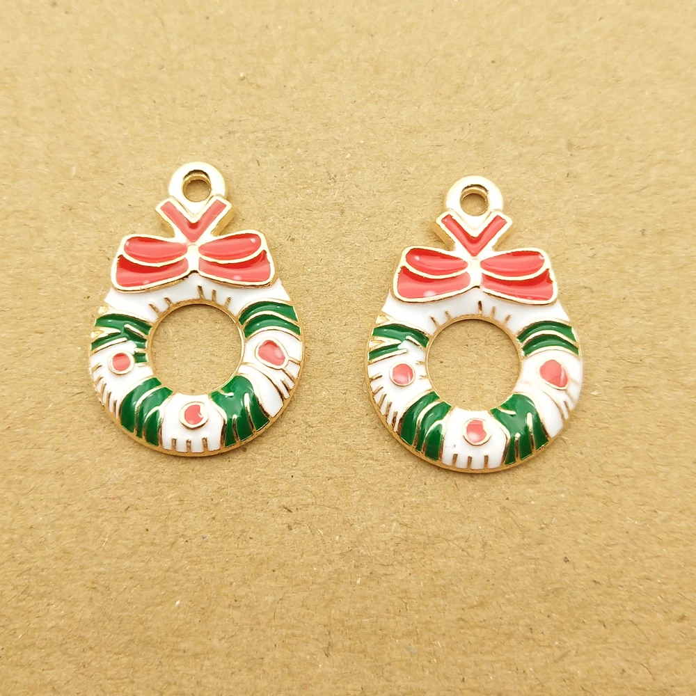 

10pcs 16x22mm christmas charm enamel charm for jewelry making and crafting earring pendant necklace bracelet charm