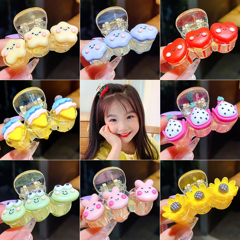 

Cute Hair Claw Accesorios Korean Children's Headdress Back of Head Broken Hairpin Pinkycolor Fruits Baby Gripper Hair Claw