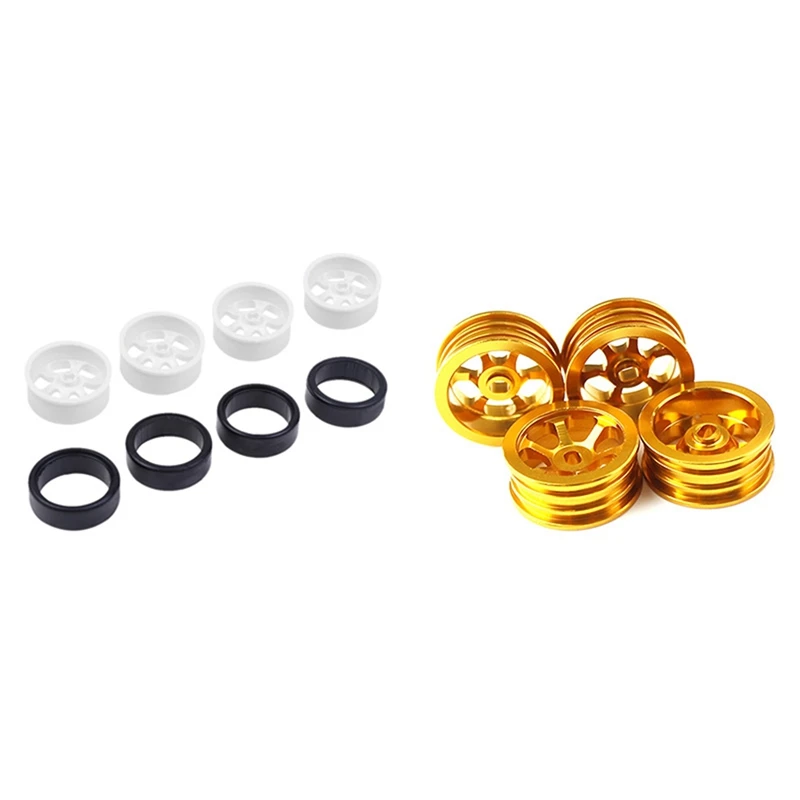 

2 Set RC Car Part: 1 Set K969-01 K969-02 Wheel Rim Hub With Tire & 1 Set Metal Wheel Rim Yellow