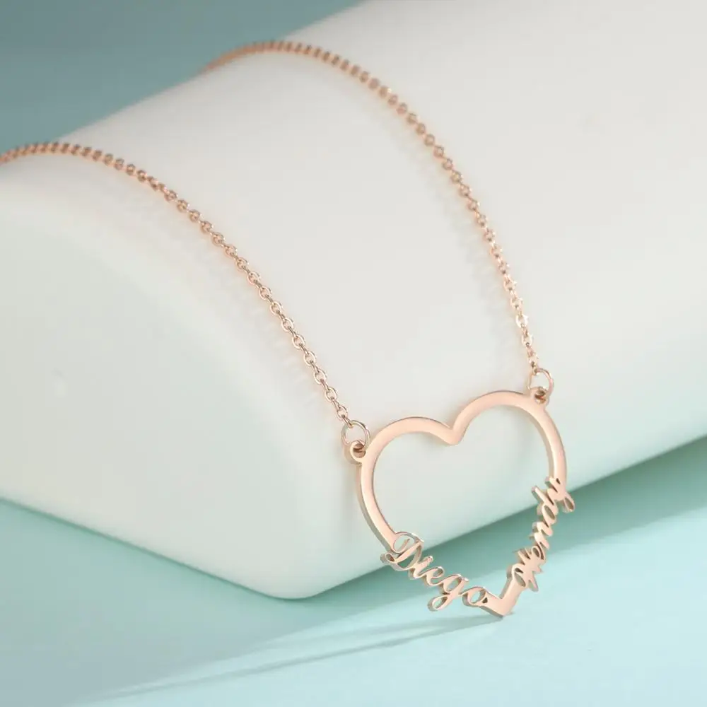 Ожерелье с именем на заказ в форме сердца подвеска именной табличкой из