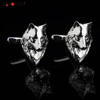 mens wolf head cufflinks high quality novelty silver animal brand sleeve nails