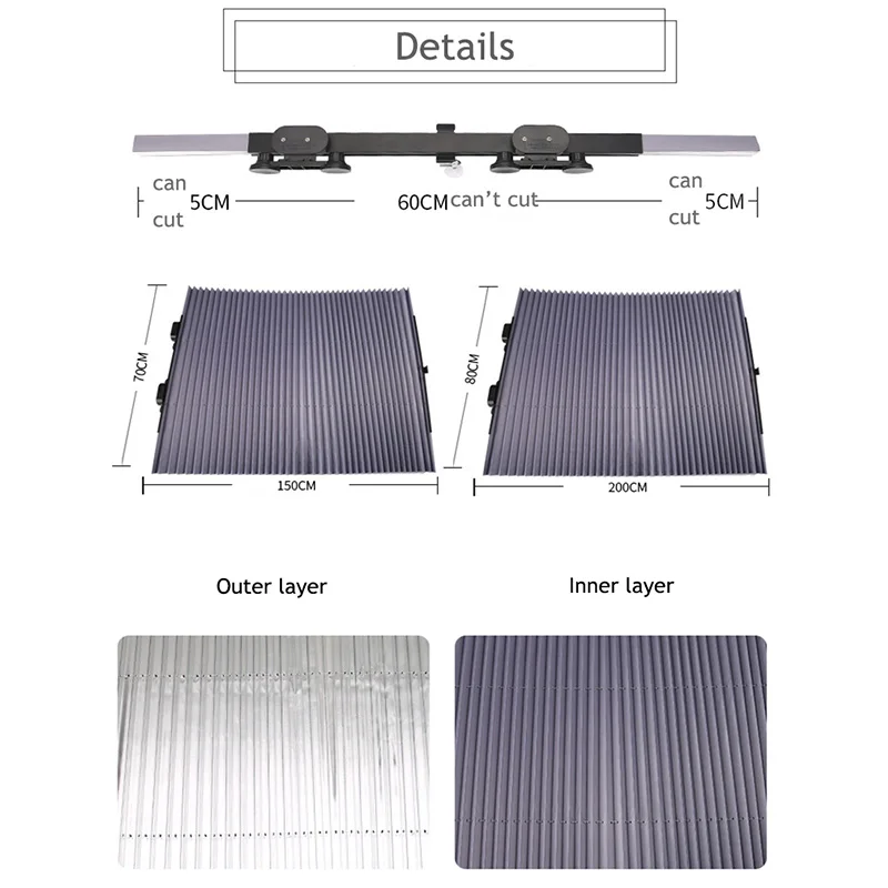 

Car Windshield Sunshade Curtain Retractable Folding Car Sunshade Cover Reflective Aluminum Film Curtains Anti-UV Car Sun Shade