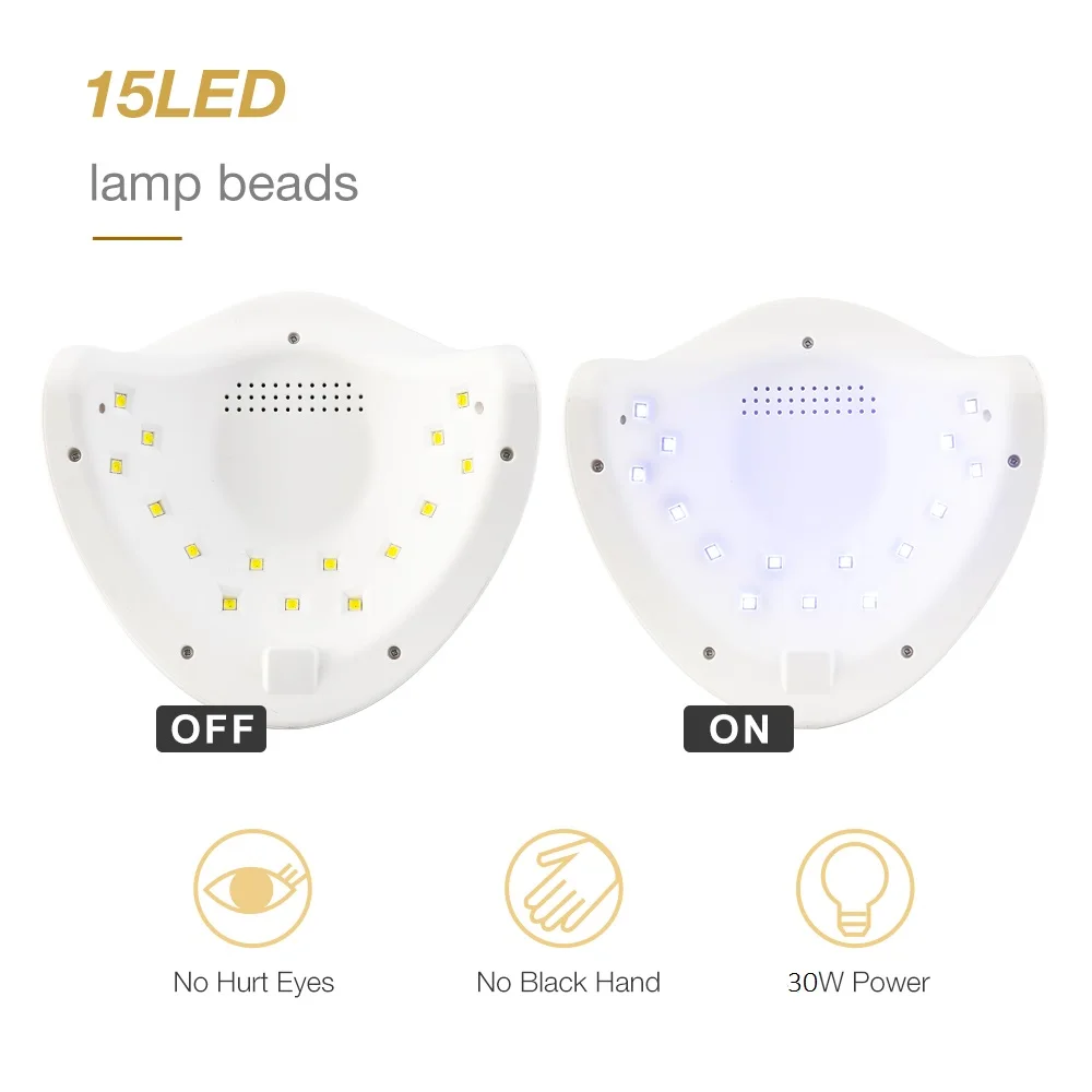 УФ Сушилка для ногтей 30 Вт 15 светодиодов лампа с портативным цифровым дисплеем 3