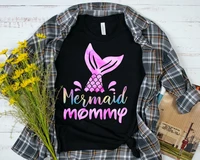 mermaid mommy family birthday party shirt harajuku female clothing 100 cotton funny letter women t shirt short sleeve top tees