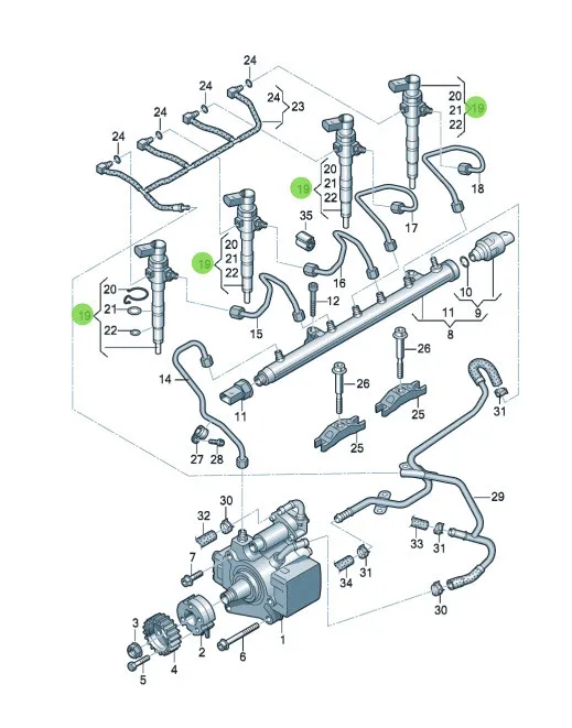 Форсунка инжектора для 1.6TDi-VW Golf Passat -AUDI A1 A3 -SEAT Altea Seal Kit 883.670 уплотнитель |