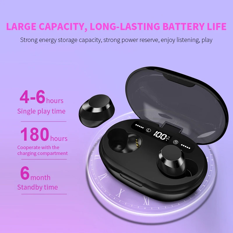 C8S TWS Wireless Earphone Bluetooth V5.0 3000 MAh Charging Box LED Display As Power Bank Headset Touch Earbud Adjust Volume |