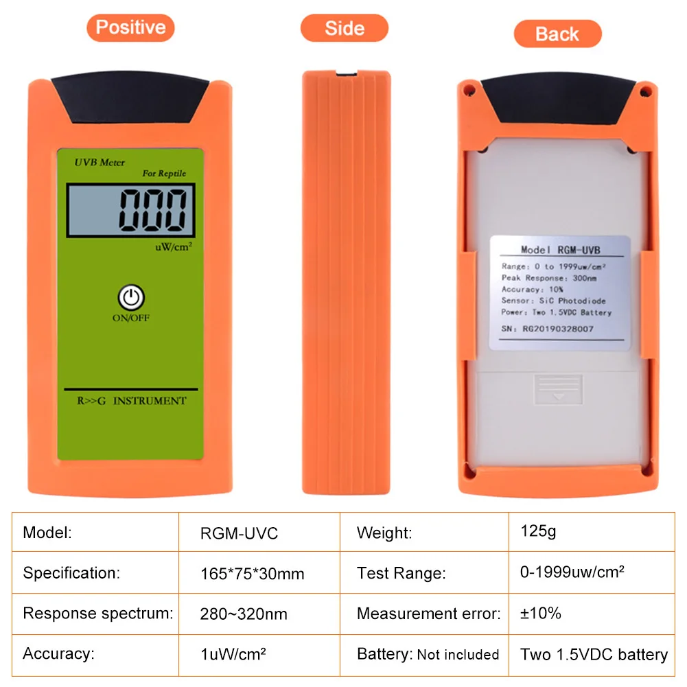

2 Inches Instrument UVB Meter Reptile Lamp Home Detector Luminosity Measurement LCD Display High Accuracy Tool Professional