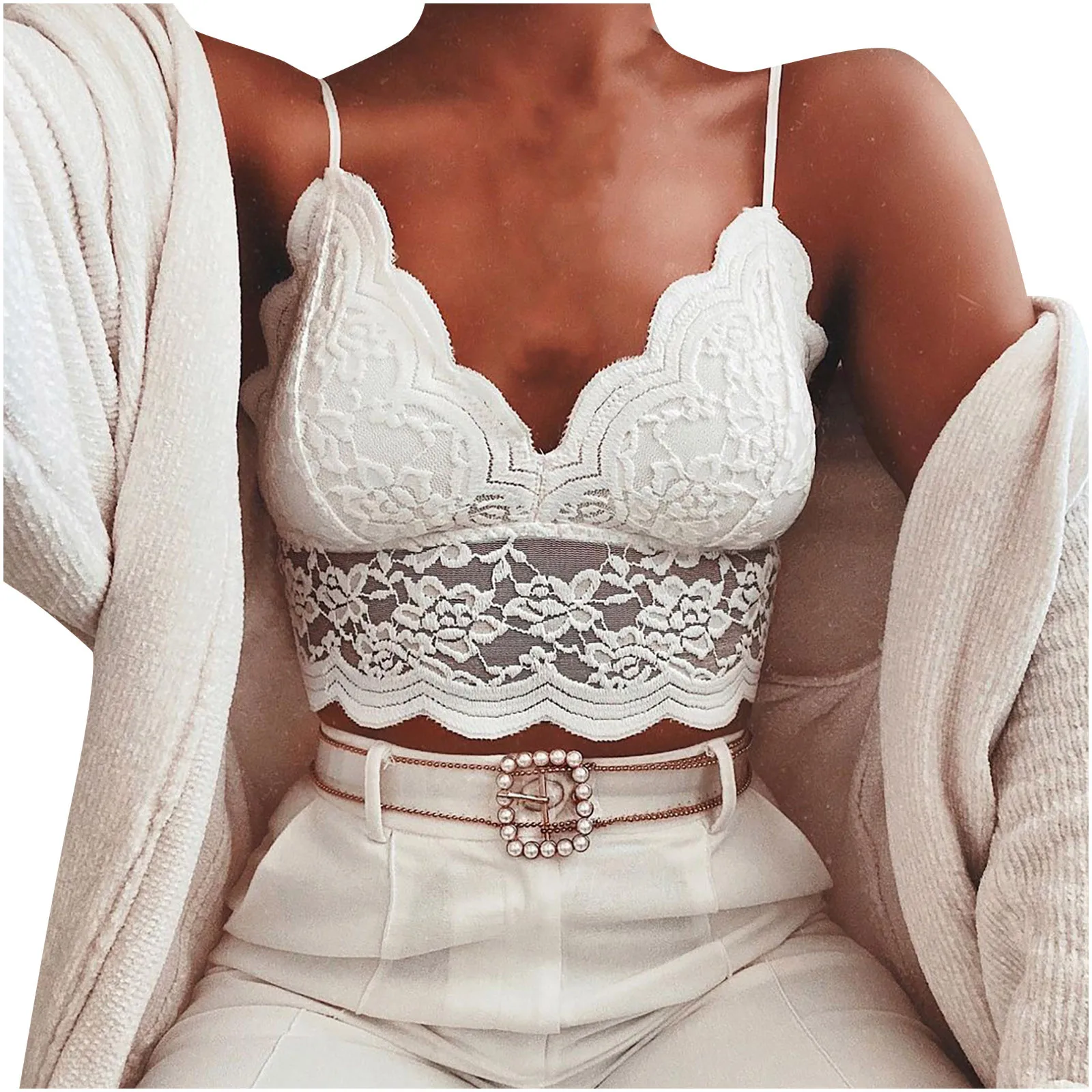 

Fashion Women's Summer Tank Tops Sling Lace Sexy Vest Camisole V-Neck Sleeveless Solid Color Tops bralette encaje mujer E1