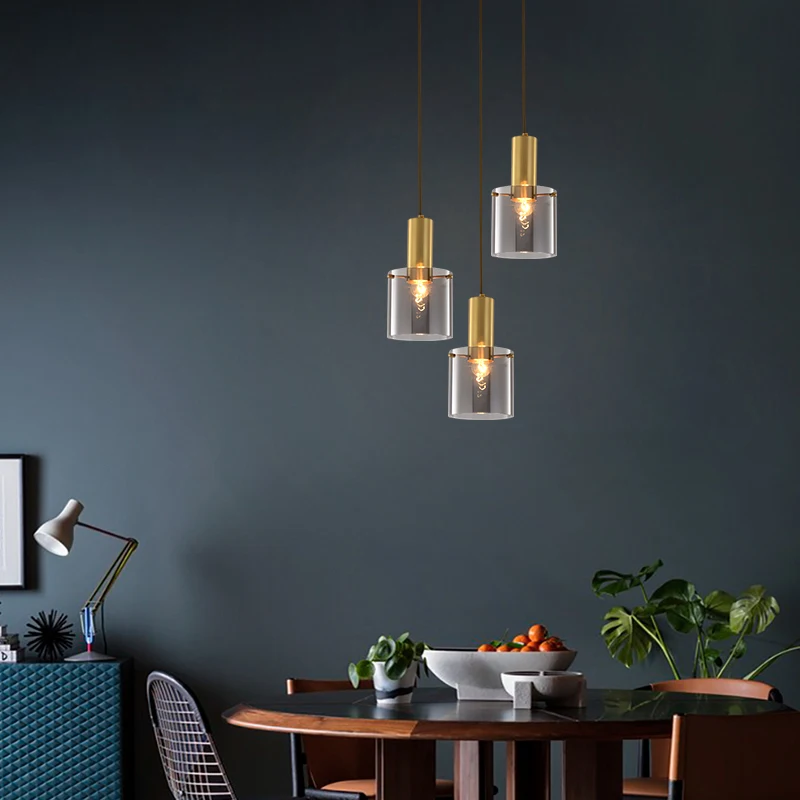 

Стеклянные подвесные светильники в скандинавском стиле, золотистые американские современные светодиодные лампы для гостиной, дома, виллы, ...