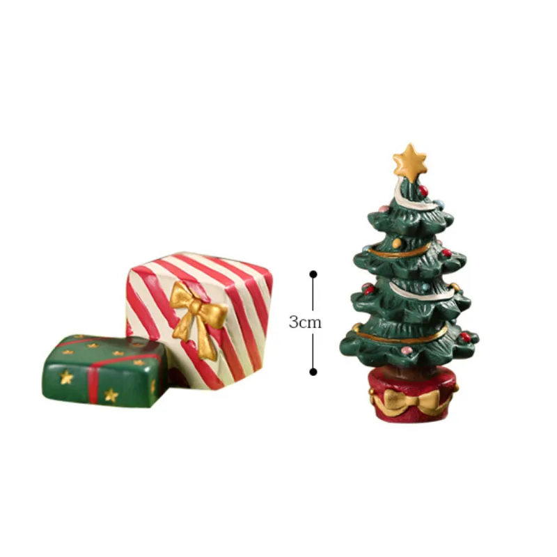 1 Piece Christmas Tree Gift Box Resin New Year Home Decoration Table Ornaments Children Toy Miniatures Wedding Decor YWDY27 | Дом и сад