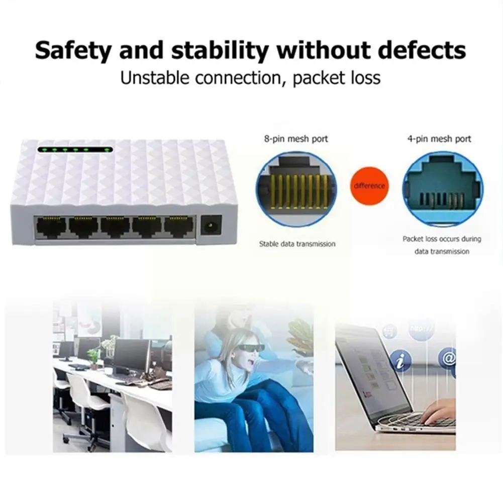 

5 Port 1000mbps Gigabit Switch Ethernet Switcher Hub Network Internet Switch Ethernet Splitter Rj45
