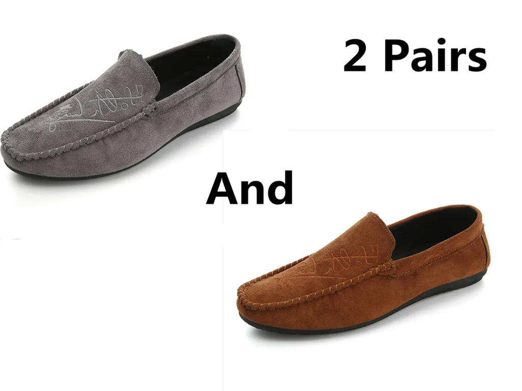 style 10 Большие размеры 39-44; мягкие удобные мужские лоферы для отдыха; парусиновая Классическая обувь на плоской подошве для вождения; лаконичные туфли без застежки в стиле ретро; 2 пары - Цвет: style 10