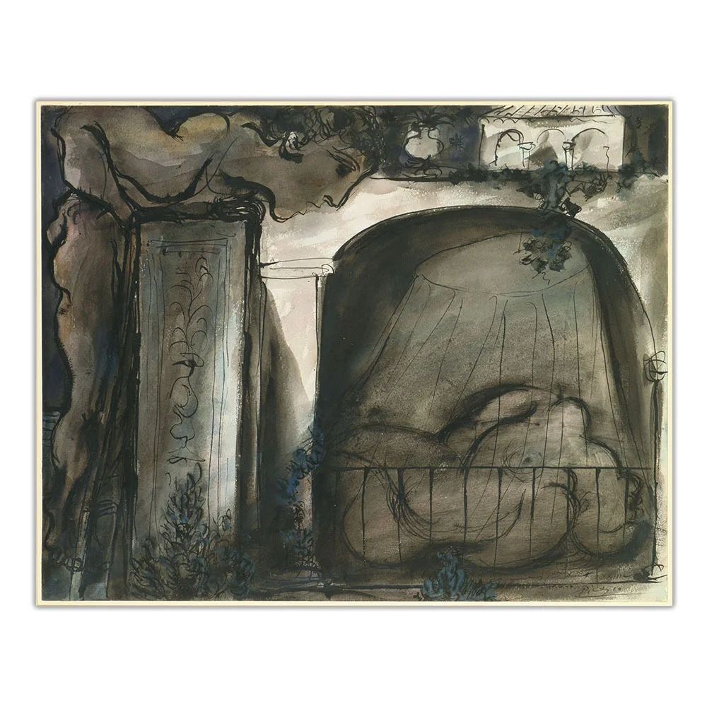 Citon Pablo Picasso《Le balcon 1933》Canvas Art Oil Painting Artwork Poster Picture Modern Wall Decor Home Living room Decoration | Дом и
