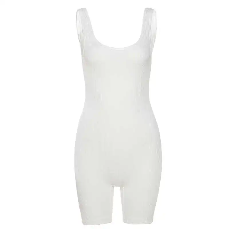 

Summer New Women's Round Neck Sleeveless Fashion Street Photo Home Leisure Jumpsuit Women Jeans Skirt Striped Clothes