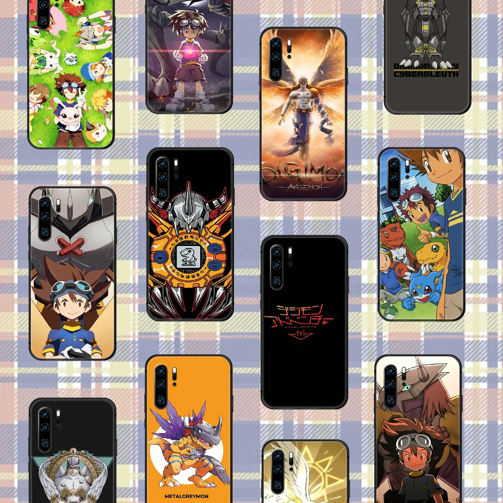 

Anime Digimon Adventure Cartoon Phone Case For Huawei P Mate Smart 10 20 30 40 Lite Z 2019 Pro black Cover Trend Prime Silicone