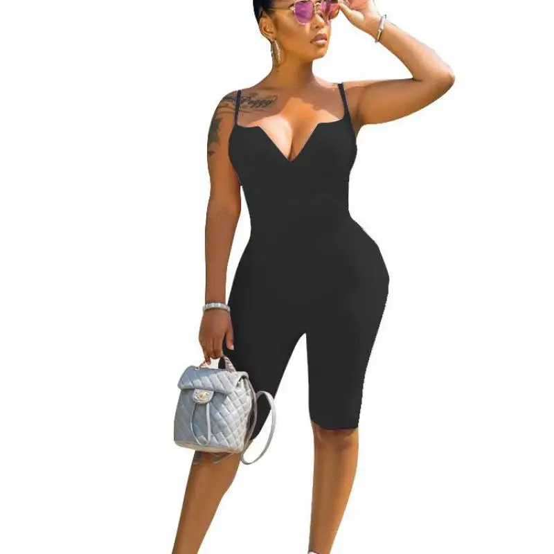 

Rompers Womens Jumpsuit Knitted Suspenders Shorts Jumpsuits Female Solid Color Jumpsuit Womens 2020 Fashion Body Mujer Rompers