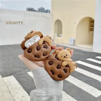 3d fun cookie bear cartoon cute soft silicone earphone cases for apple air pods pro 1 2 3 wireless headphone cover bags