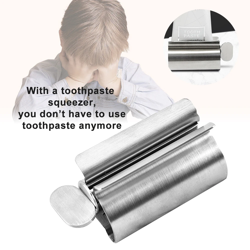 

Rolling Tube Toothpaste Squeezer Easy Dispenser Holder Stand Stainless Steel Home Bathroom Supplies Toothpaste Squeezer 2
