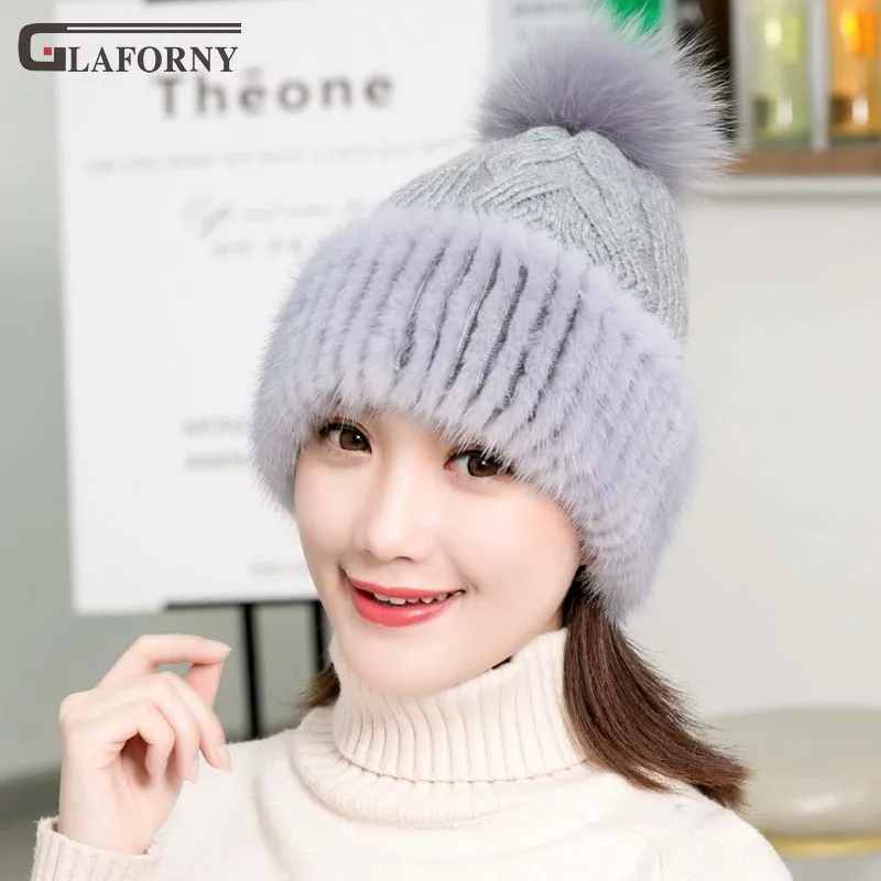 2019 Glaforny шерстяная шапка бини зимняя норковая меховая женская Корейская версия