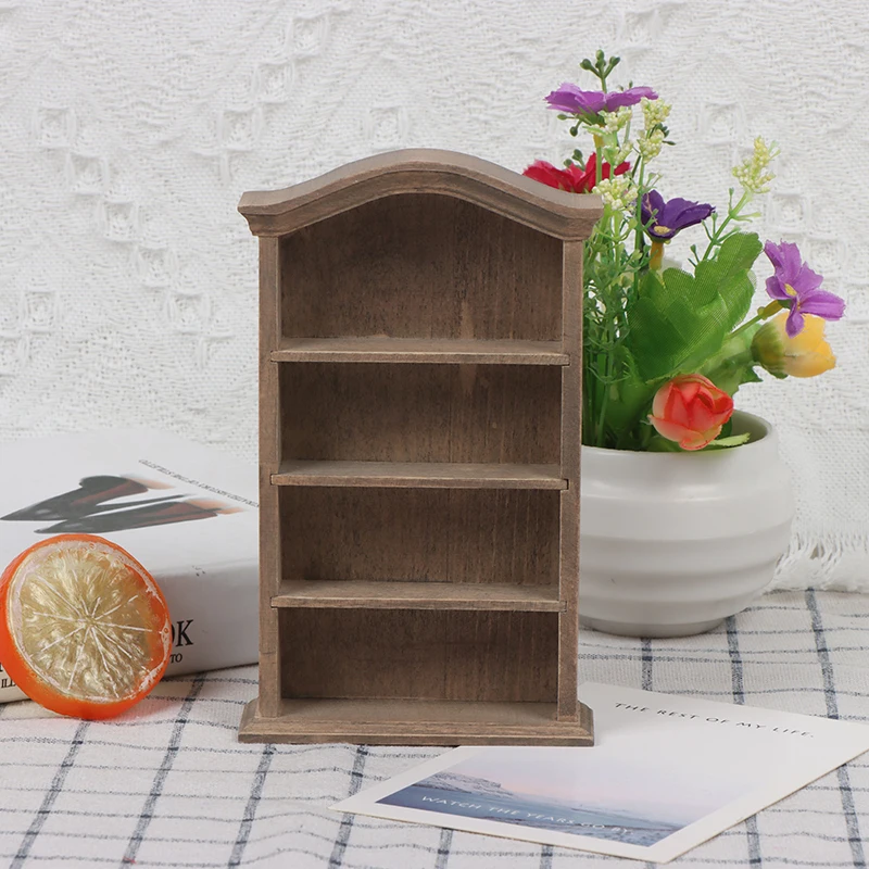 

1PC Dollhouse Cute Retro Miniature Bookcase Cabinet Shelf Cupboard Model Dollhouse Furniture Decor DIY Toys Kids Gifts