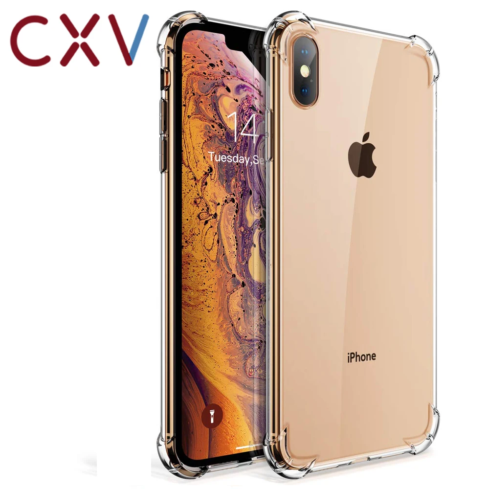 Роскошный чехол для iPhone X XS 8 7 6 s Plus угловой армированный Мягкий силиконовый из ТПУ