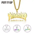 Ожерелье с подвеской в стиле Thrasher из титановой нержавеющей стали, модная подвеска в стиле хип-хоп для пар, подарок на Новый год, день рождения