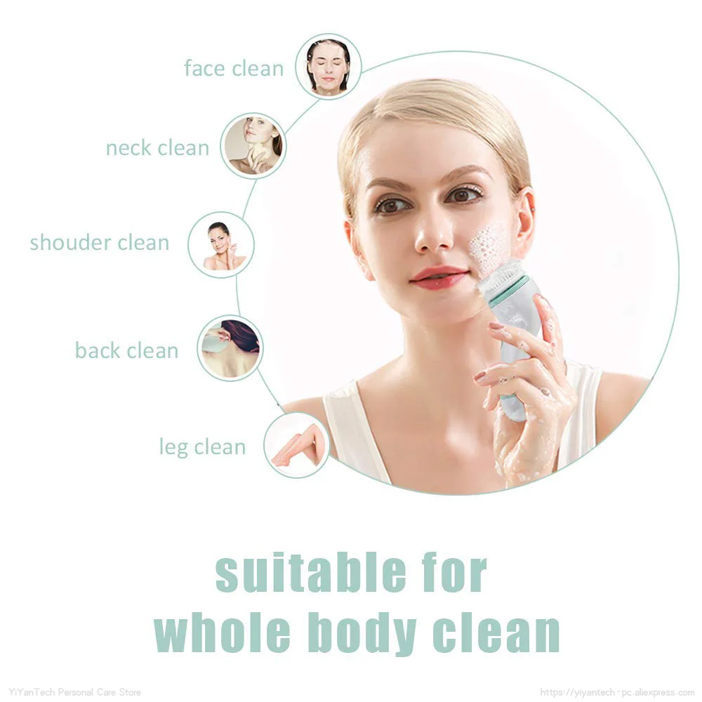 Beste AE-8286A 4-In-1 Ultra Sonic Elektrische Gezichtsreiniging Borstel Sonic Clear Scrubber Cleanser Massager Voor Huidverzorging Peeling Apparaat