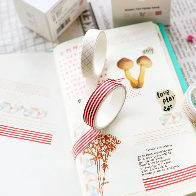 5pcs/set 10mm*3m Masking Tape Washi Set Hand Book Material and Paper Stickers Diary Account DIY Scrapbooking Sticker - купить по