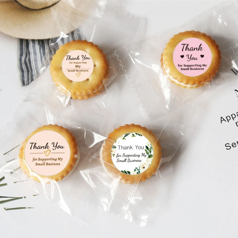 

500pcs Floral Thank You Stickers Handmade Round Seal Labels for Candy Gift Box