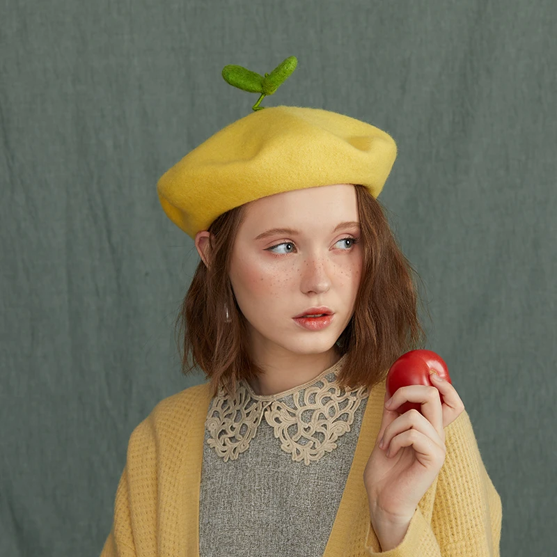 Ручная приманка Симпатичные повороты зеленый художник идет шапка берет Джокер