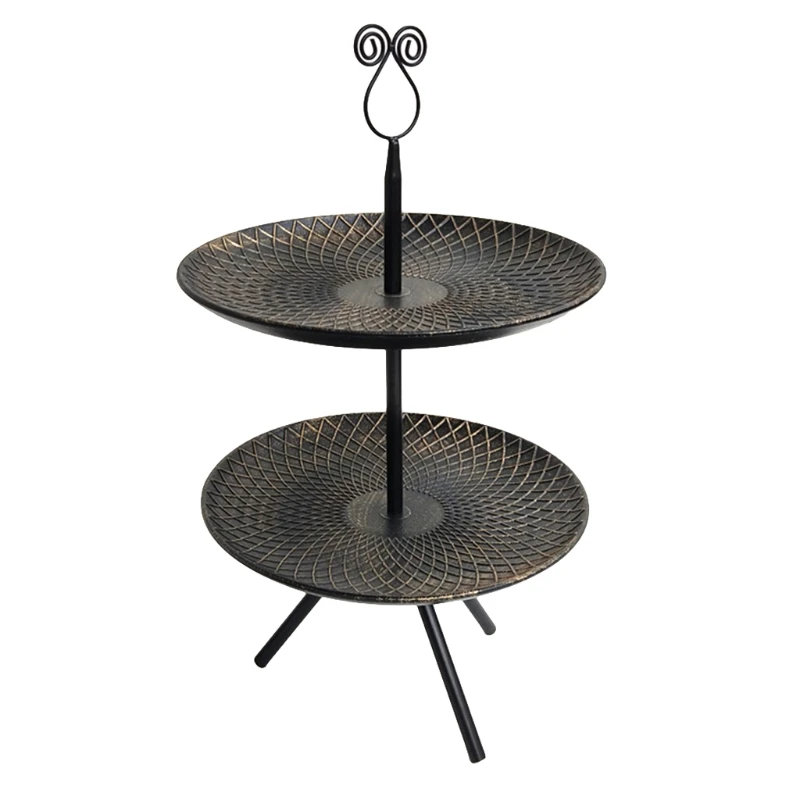 

2 Tier Fruit Plate Basket Vegetables Organizer Retro Kitchen Metal Storage Dessert Tray Rack Stand Holder for Counter Dining Roo