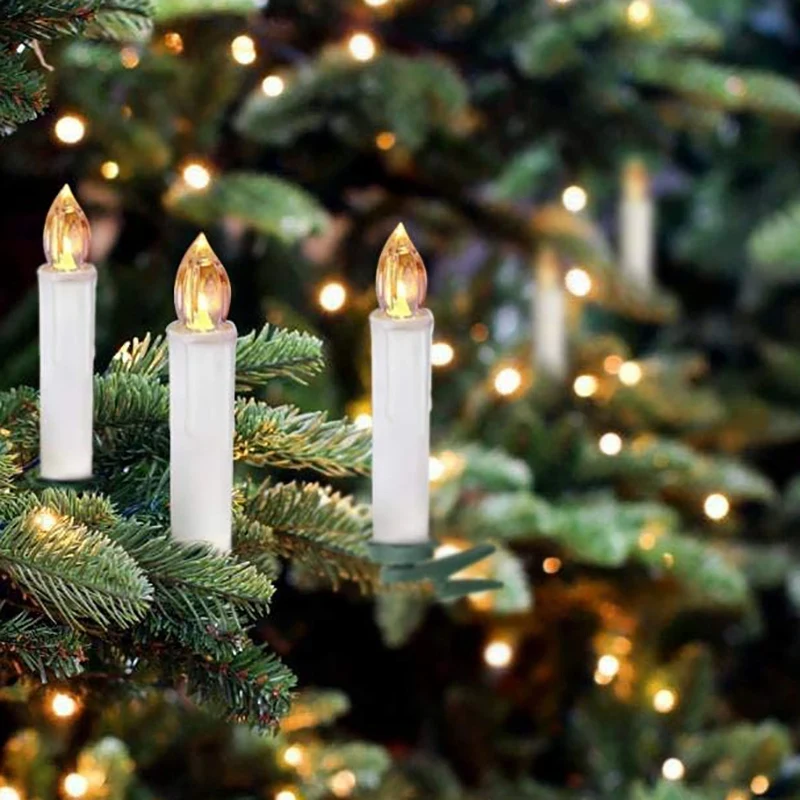

LED Flameless Battery Light String Candle Light String with Tree Clips Decoration Christmas Tree Accessories, EU Plug