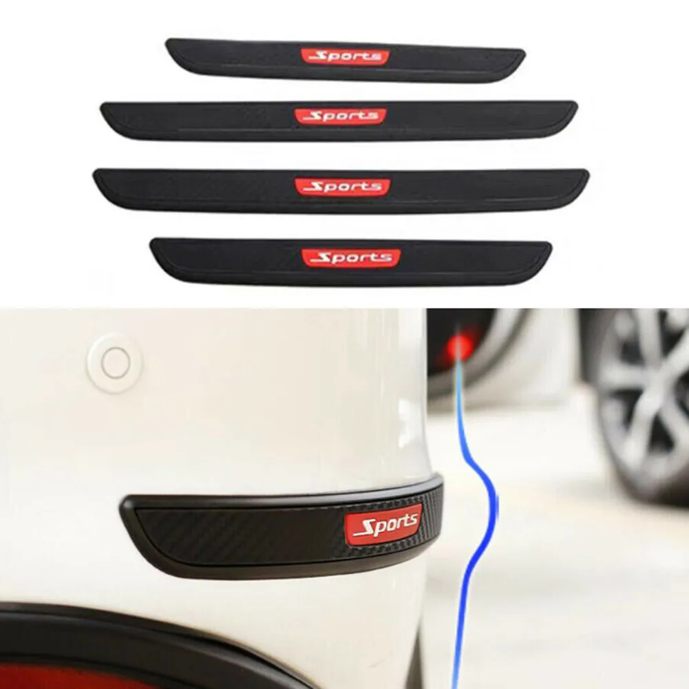 

4x Black Carbon Fiber Look Rubber Car Door Sill Scuff Plate Cover Step Protector Sill Protection Strip