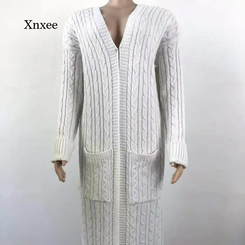

Autumn and Winter Women's Cardigan Women's Long Sweater Long-Sleeved Solid Color Women's Sweater Knitted Sweater Women's Jackett